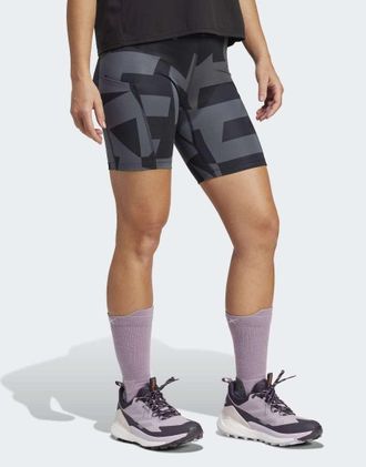 adidas Terrex - Leggings corti stampati multicolore carbonio/neri da 8-Nero