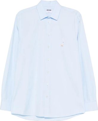 Moschino embroidered cotton shirt - Blue