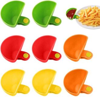 OEM Juego De 8 Piezas: Taz&oacute;n Peque&ntilde;o Con Pinza, Taza Peque&ntilde;a Con Pinza, Recipiente De Pl&aacute;stico Para Salsas, Etc. (rojo, Amarillo, Verde, Naranja)
