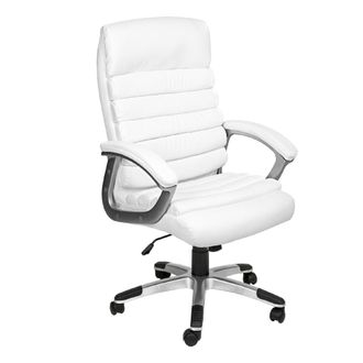 TecTake Silla de oficina, acolchada, giratoria, ajustable, ergonómica, blanco
