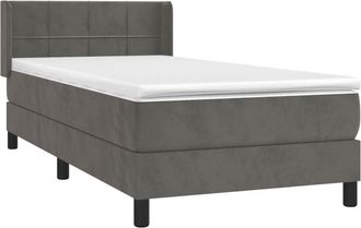 vidaXL Cama box spring con colchón terciopelo gris oscuro 80x200 cm Vidaxl