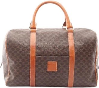 Celine Pre-owned Macadam Coated Canvas Handbag - Dames - Vintage Handtas - Bruin - ONE Size - Leer - Vintage