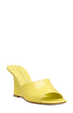 Stuart Weitzman Vinnie 85 Patent Leather Wedge Mule in Citrine at Nordstrom, Size 8.5