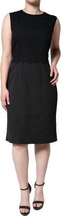 Dolce & Gabbana Womens Lace Sheath Dress - Black Silk - Size EU 44 (Womens)