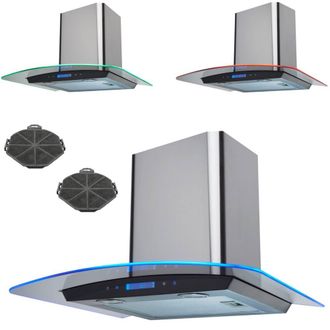 Sia 60cm Touch Control LED Curved Cooker Hood with Carbon Filter in Silver