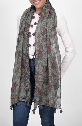 Vismaya Leopard Print Woven Scarf in Grey Burgandy at Nordstrom Rack