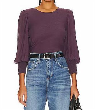 Nation Ltd Loren Smocked Peasant Tee In Purple