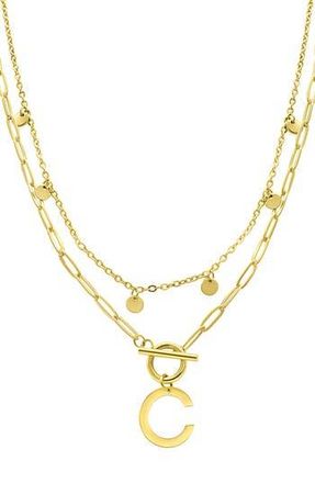 Adornia Initial Pendant Layered Chain Necklace in Gold-C at Nordstrom Rack