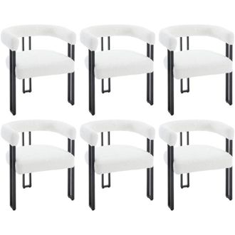 Woltu 6x Sedie da Pranzo Sedie da Cucina con Gambe in Metallo per Sala da Pranzo, Ciniglia,Crema - Woltu