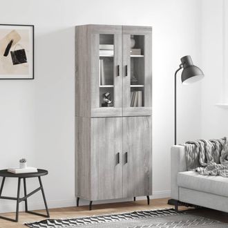 vidaXL Vidaxl - Aparador Alto Madera Contrachapada Gris Sonoma 69,5x34x180 Cm