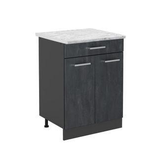 Vicco Mueble Bajo De Cocina R-line, Hormig&oacute;n Negro, 80 Cm Et M&aacute;rmol