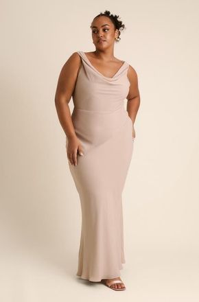 Six Stories Plunge Cowl Chiffon Bridesmaid Dress in Truffle at Nordstrom, Size 12