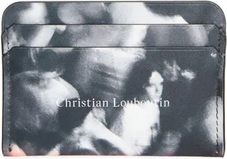 Christian Louboutin Canopy Moises Print Leather Card Case in Black White at Nordstrom