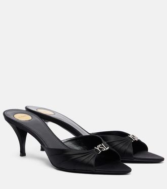 Saint Laurent Jerry 60 embellished crepe satin mules