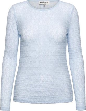 &Co Woman Tris Lace - Dames - Longsleeves - Blauw - M - Polyester - Tops