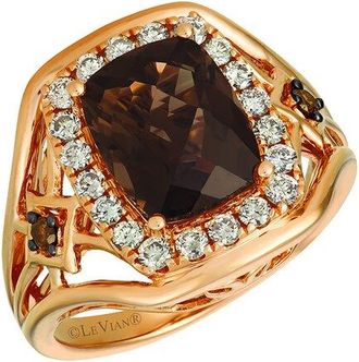 Le Vian Chocolate Quartz 14K Rose Gold 3.12 Ct. Tw. Diamond & Smoky Quartz Cocktail Ring