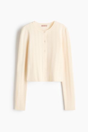 H&M Cardigan in Pointellestrick - White