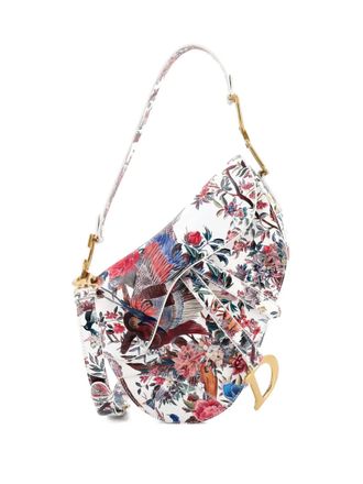 Dior Saddle Handbag with Strap Hand Painted Leather Medium shoulder bag - women - Calf Leather - One Size - Multicolour
