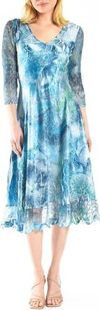 Komarov Painted Printed Dress in Turquoise Watrcolor at Nordstrom, Size X-Large