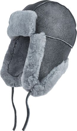 Infinity Leather Mens Grey RAF Aviator Suede Sheepskin B-55 Trapper Hat Winter Warm Leather Navigator Hat