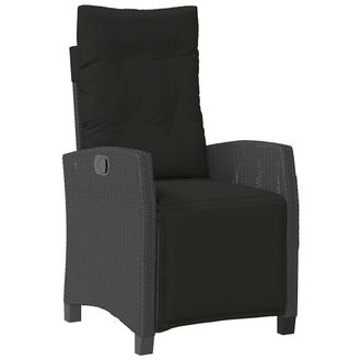 vidaXL Sill&oacute;n Reclinable De Jard&iacute;n Con Reposapi&eacute;s Rat&aacute;n Pe Negro Vidaxl
