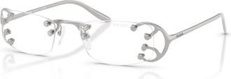 Prada Rechthoekige Zonnebril - Dames - Brillen - Grijs - 52 MM - Accessoires
