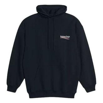 Balenciaga Embroidered Political Campaign Oversized Hoodie Black White 620947TKVI91070