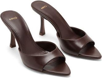 Mango Pointed Toe Slide Sandal in Dark Chocolate at Nordstrom, Size 10Us