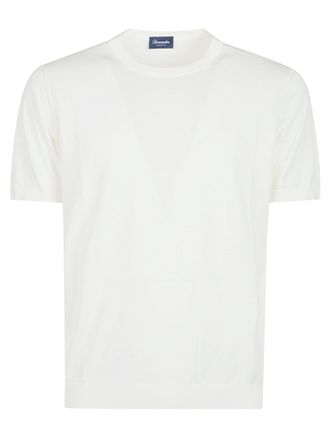 Drumohr White Cotton Crewneck T-Shirt