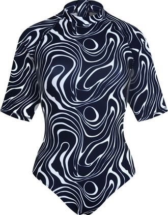 Vilebrequin Women Short Sleeves UV Protection One-piece Rashguard Waves in Navy at Nordstrom, Size Medium