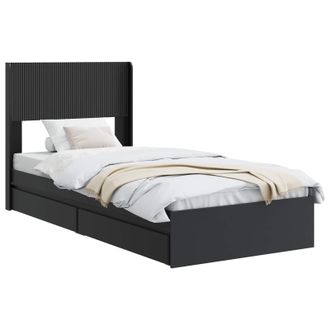 vidaXL Struttura Del Letto Con Stoccaggio E Testata Nero 75 X 190 Cm Vidaxl