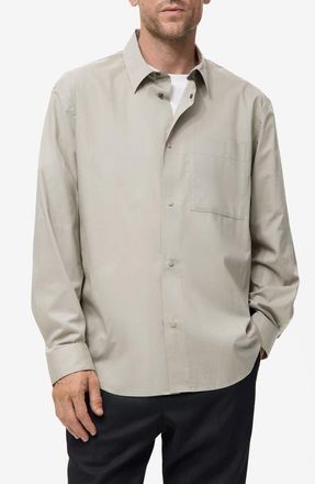 Mango Relaxed Fit Solid Snap-Up Shirt in Beige at Nordstrom, Size Medium