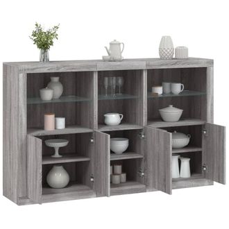 Berkfield Home Sideboard with LED Lights Grey Sonoma 162x37x100 cm | Size: 162 x 37 x 100 cm