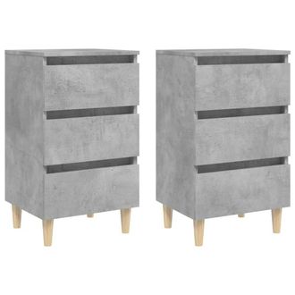 Berkfield Home Bed Cabinets & Solid Wood Legs 2 pcs Concrete Grey 40x35x69 cm | Size: 40 x 35 x 69 cm