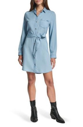 DKNY Tie Waist Long Sleeve Shirtdress in Chambray at Nordstrom Rack, Size X-Large