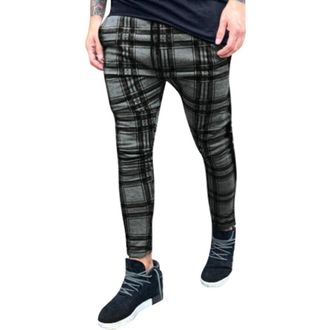 Generic Mens Smart Trousers Skinny Fit Plaid&Plain MenS Stretch Dress Pants Slim Fit Skinny Suit Pants Lounge Walking Trousers Stripe Patchwork Trouser With C