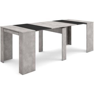 Skraut Home Consolle allungabile, Tavolo consolle allungabile, 220, Per 10 persone, Tavolo da pranzo, Stile moderno, Grigio Cemento - Skraut Home