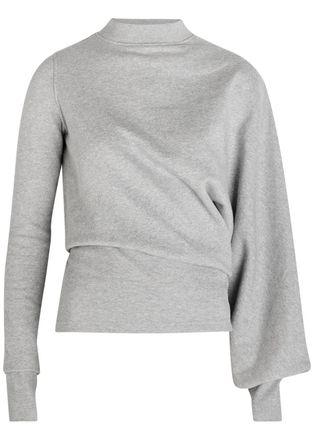 A.W.A.K.E Mode Draped Cotton Sweatshirt - Grey - S (UK8-10 / S)