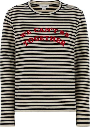 Alexander McQueen Geborduurd Stretch Katoenen T-shirt - Dames - Longsleeves - Veelkleurig - S - Katoen - Tops