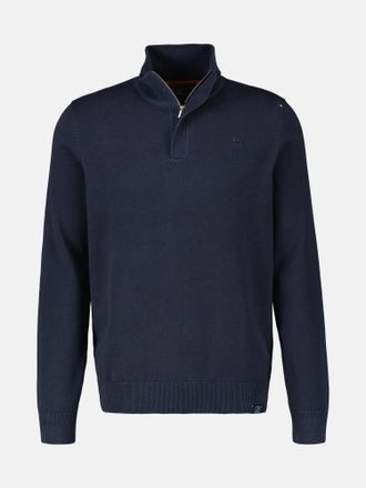 Lerros Strickpullover LERROS Troyer in Twist-Strick, Herren, Gr. S, blau (classic navy), 100% Baumwolle, normal, ohne Ausschnitt, Pullover Strickpullover