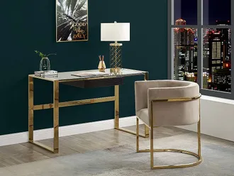 Pascal Morabito Sedia con braccioli Velluto e Metallo Beige e Dorato - PERIA di Pascal MORABITO