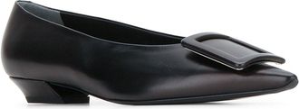 Roger Vivier Womens Covered Flat Black Leather