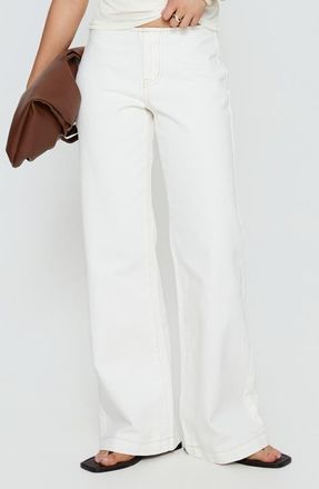 Princess Polly Buenos No Waist Low Rise Straight Leg Jeans in White at Nordstrom, Size 10