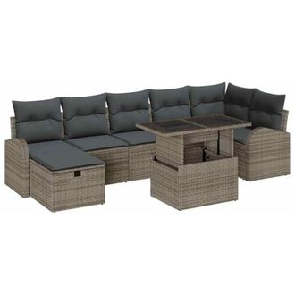 vidaXL Garden Sofa Set with Cushion 8 pcs Grey Poly rattan vidaXL