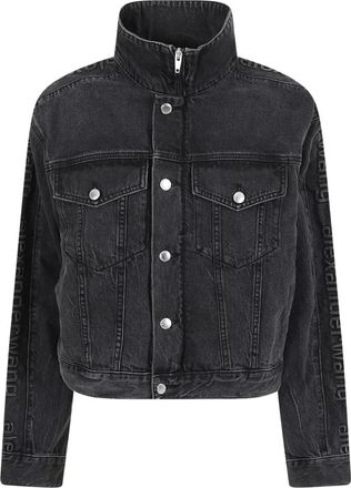 Alexander Wang Jassen, Dames, Grijs, L, Denim, Denim Track Jacket