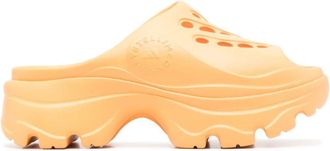 adidas by Stella McCartney embossed-logo clogs - women - Rubber/Rubber/Rubber - 8.5 - Orange