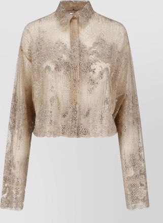 Ermanno Scervino collared sequin sheer jacket long sleeves