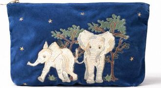 Elizabeth Scarlett Baby Elephant Conservation Velvet Everyday Pouch in Navy at Nordstrom
