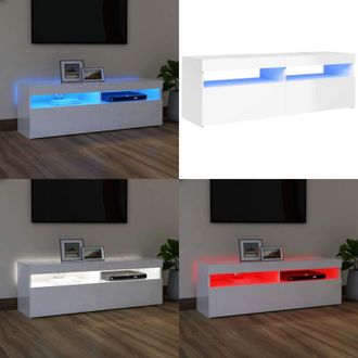 vidaXL Mobile Porta TV con Luci LED Bianco Lucido 120x35x40 cm - TV con luci RGB - Mobiletto HiFi