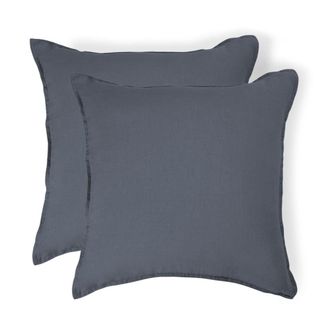 Febronie Funda de almohada (x2) lino azul tormenta 65x65